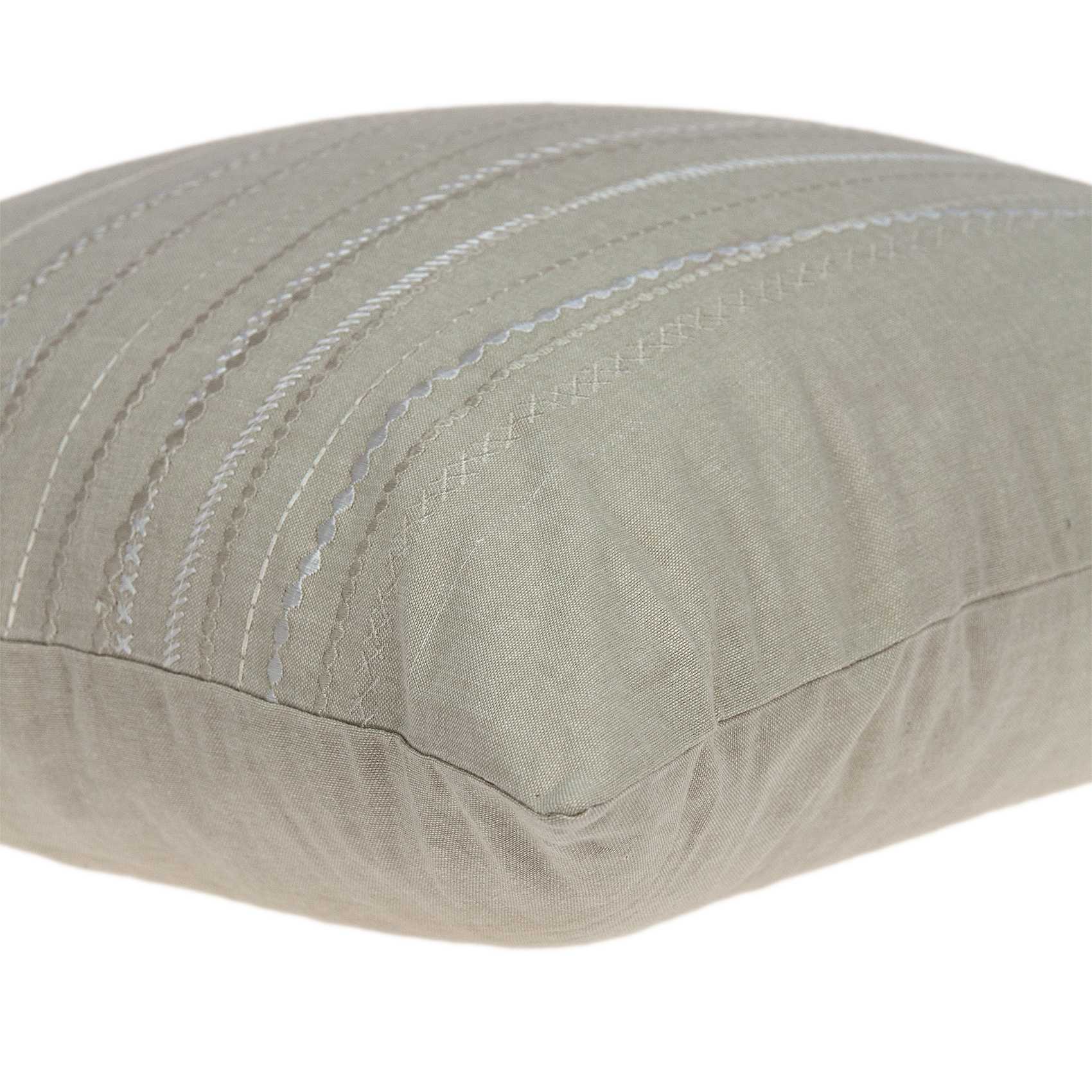 20" x 7" x 20" Cool Transitional Beige Pillow Cover With Down Insert