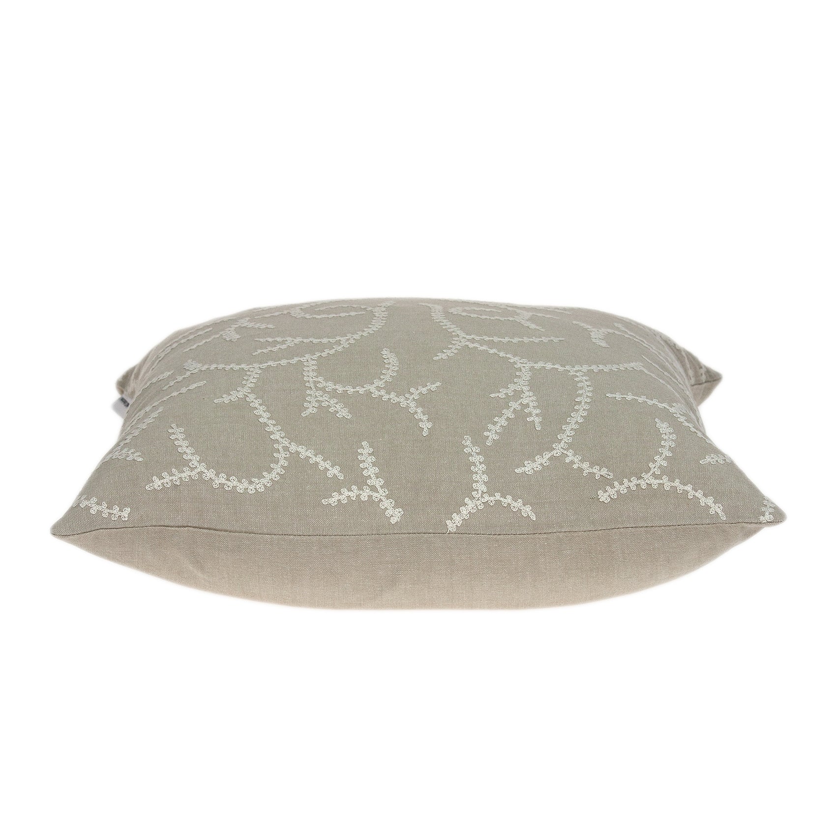 20" x 7" x 20" Charming Transitional Beige Cotton Pillow Cover With Down Insert