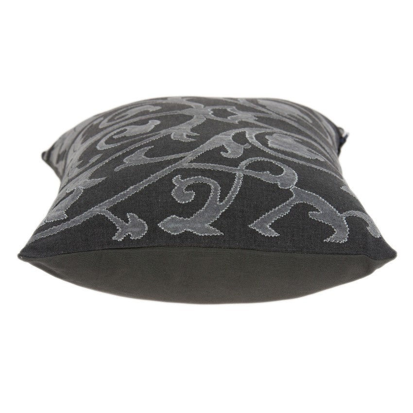 20" x 6" x 14" Traditional Gray Pillow Cover With Down Insert