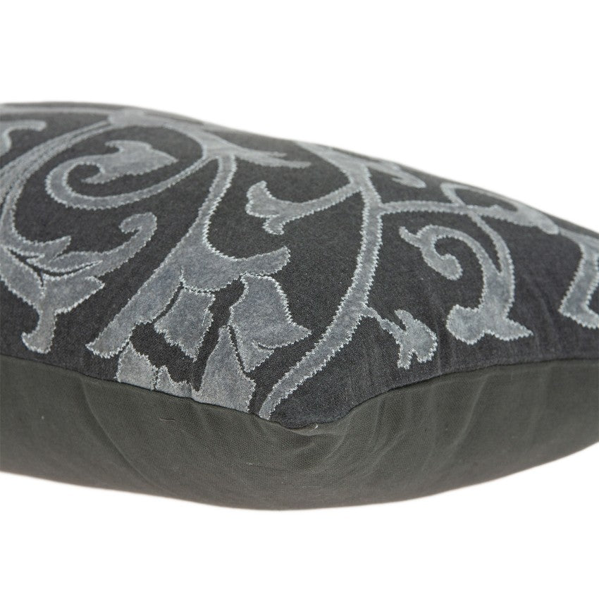 20" x 6" x 14" Traditional Gray Pillow Cover With Down Insert