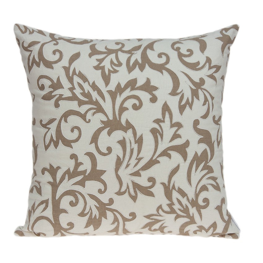 20" x 7" x 20" Clean Line Transitional Beige Pillow Cover With Down Insert