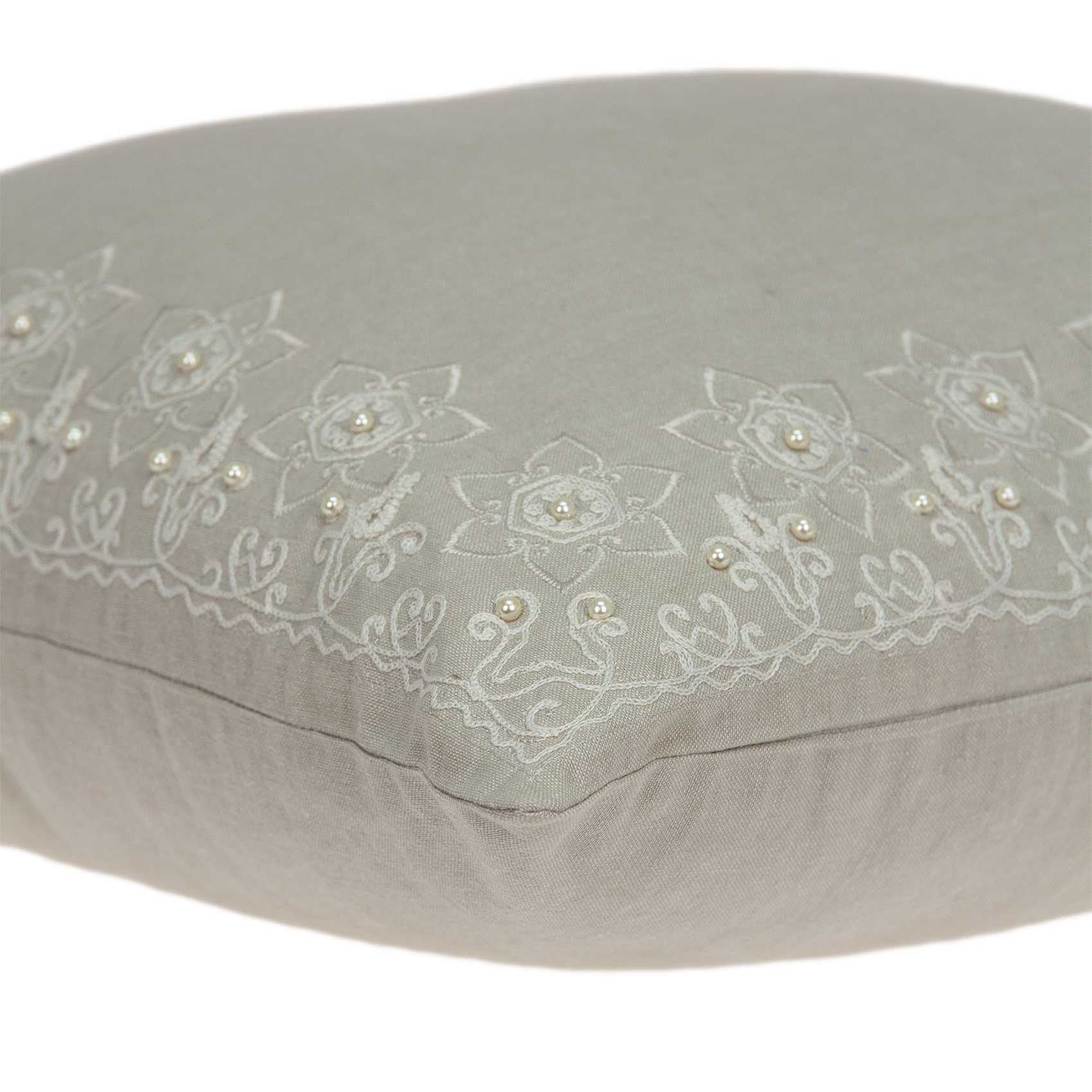 20" x 7" x 20" Clean Transitional Beige Cotton Pillow Cover With Down Insert