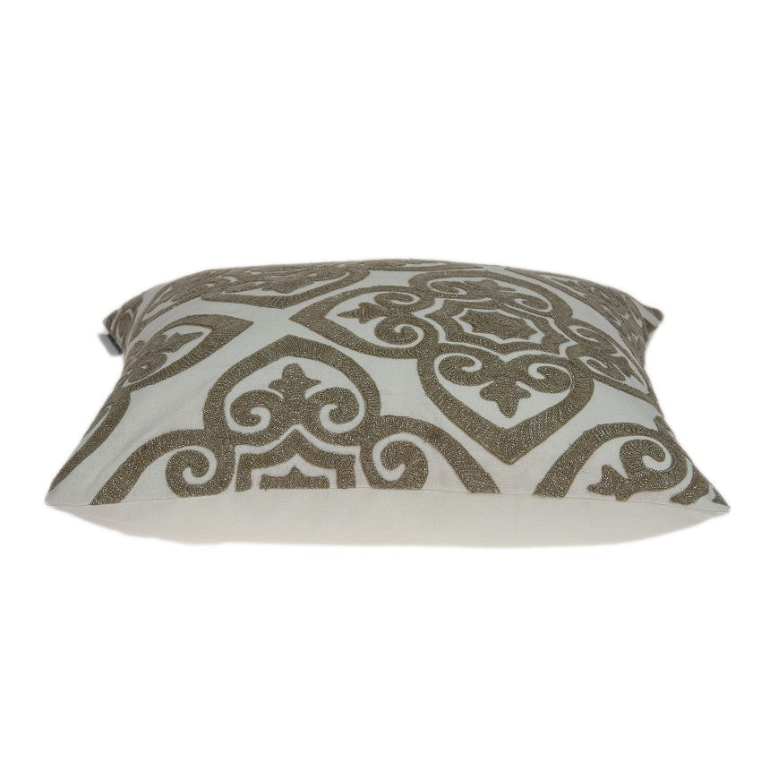 20" x 7" x 20" Bling Ivory Pillow Cover With Down Insert