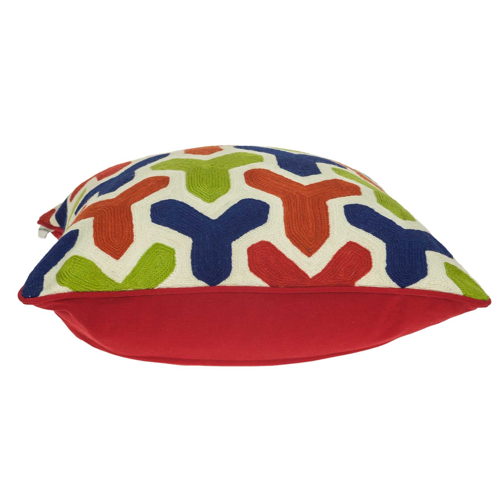 20" x 7" x 20" Handmade Multicolored Pillow Cover With Down Insert