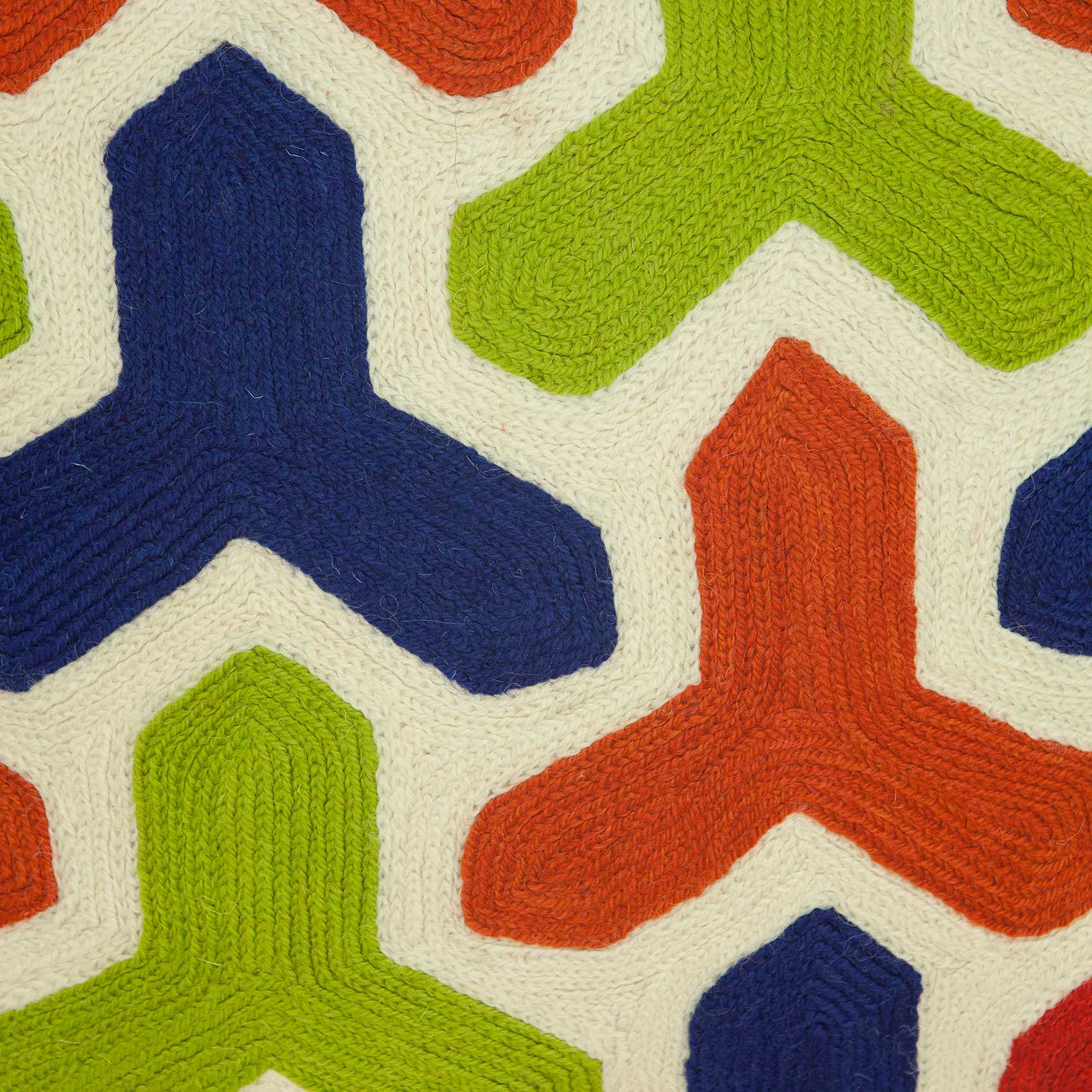 20" x 7" x 20" Handmade Multicolored Pillow Cover With Down Insert