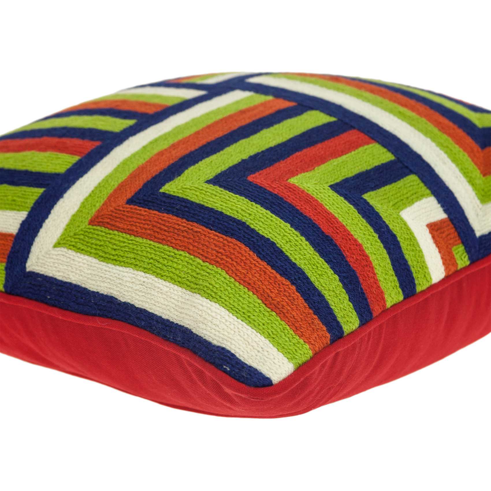 20" x 7" x 20" Handmade Multicolored Cotton Pillow Cover With Down Insert