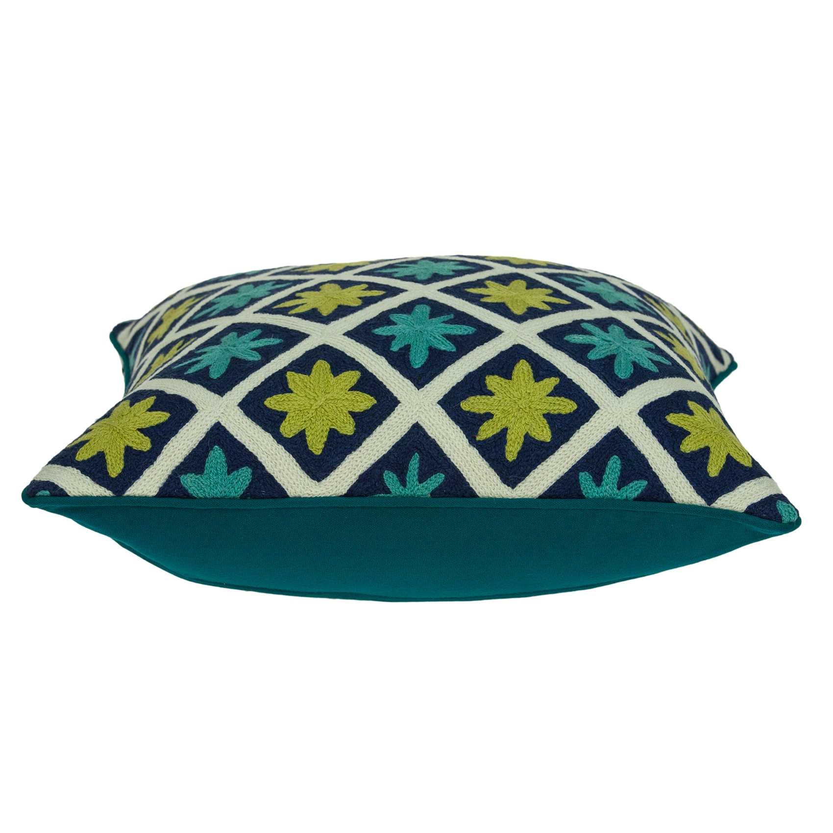 20" x 7" x 20" Handmade Traditional Multicolor Pillow Cover With Down Insert