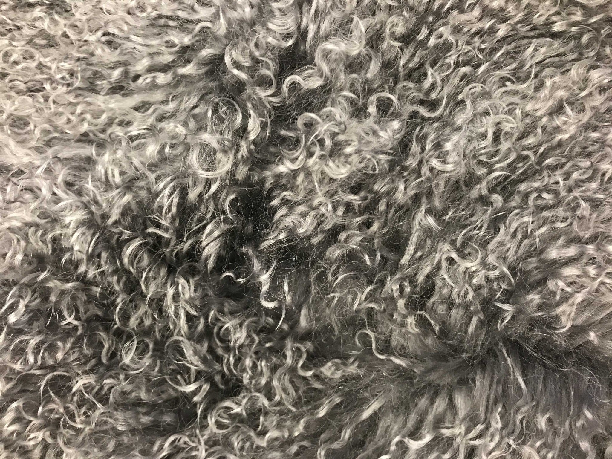 20" Charcoal Genuine Tibetan Lamb Fur Pillow with Microsuede Backing