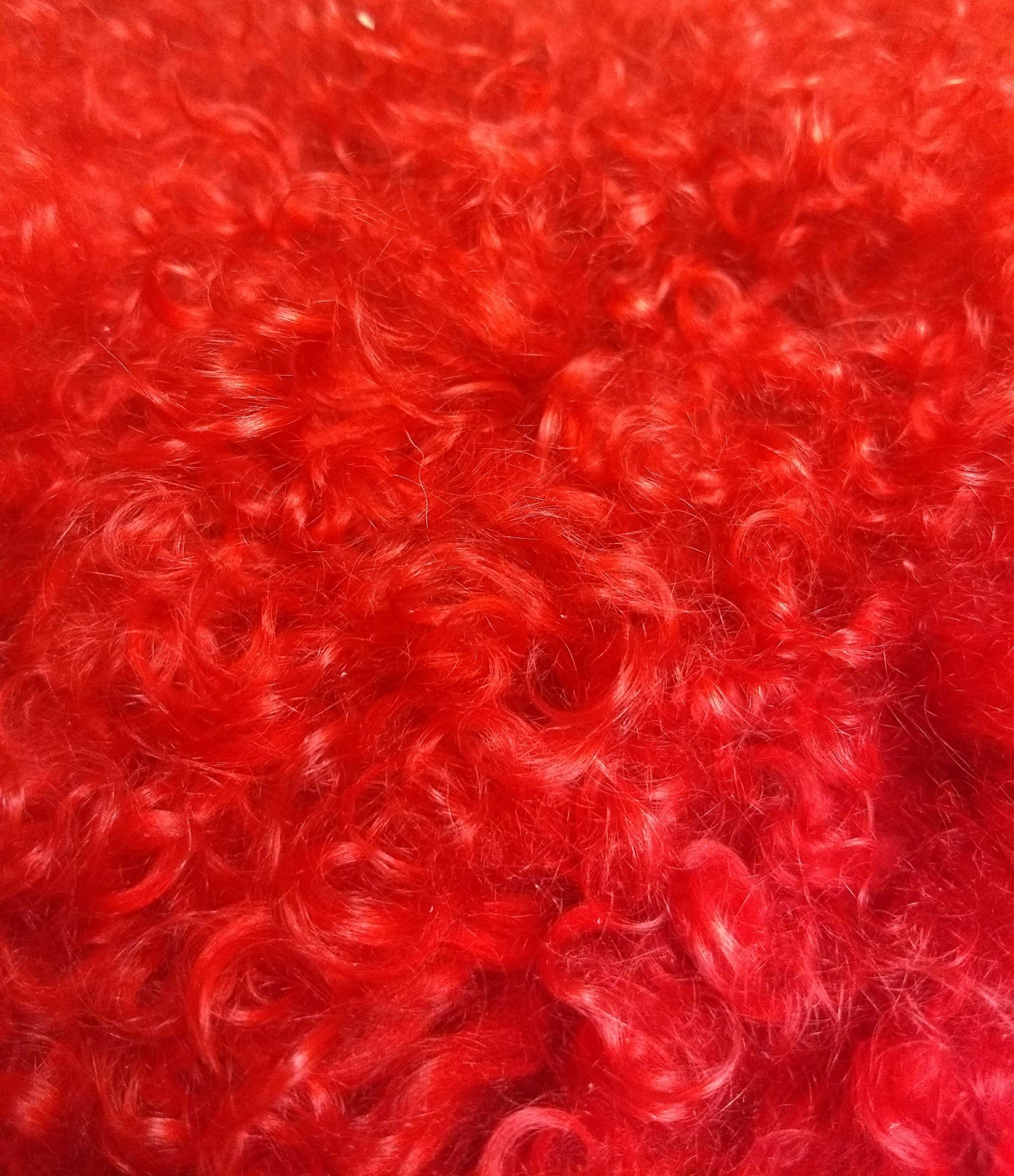 24" Red Genuine Tibetan Lamb Fur Pillow with Microsuede Backing