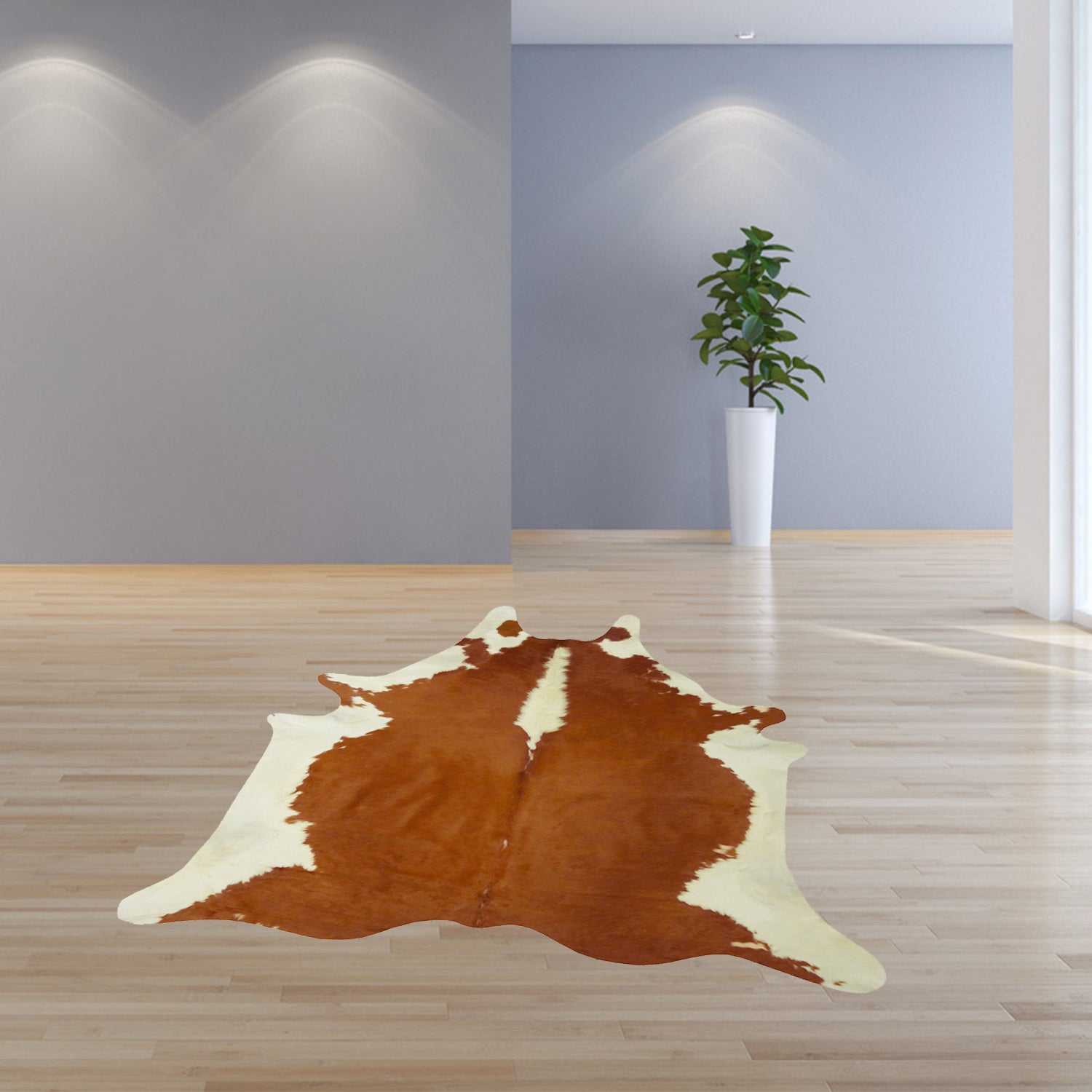 5.5 Ft  Hereford Brindled Cowhide Rug