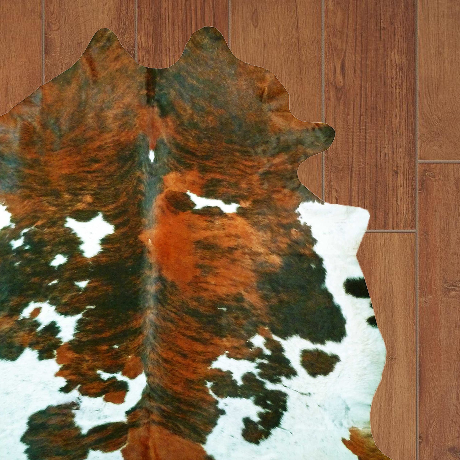 5.5 Ft  Tri-Colored Brindled Cowhide Rug