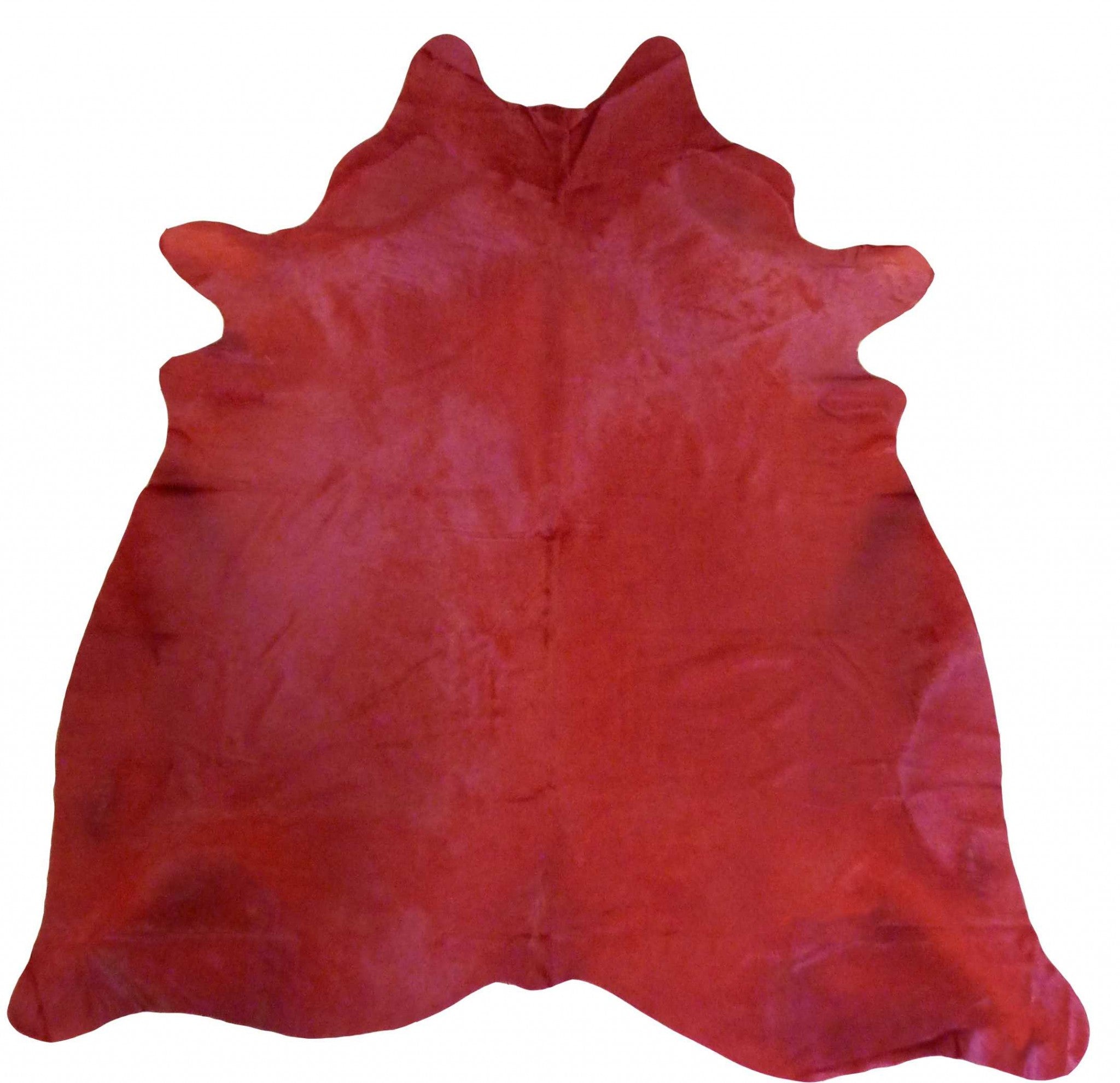 6.5 Ft  Red Dyed Cowhide Rug