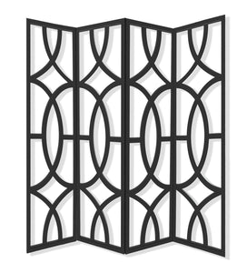 84" x 2" x 84" Black Wood 4 Panel  Screen