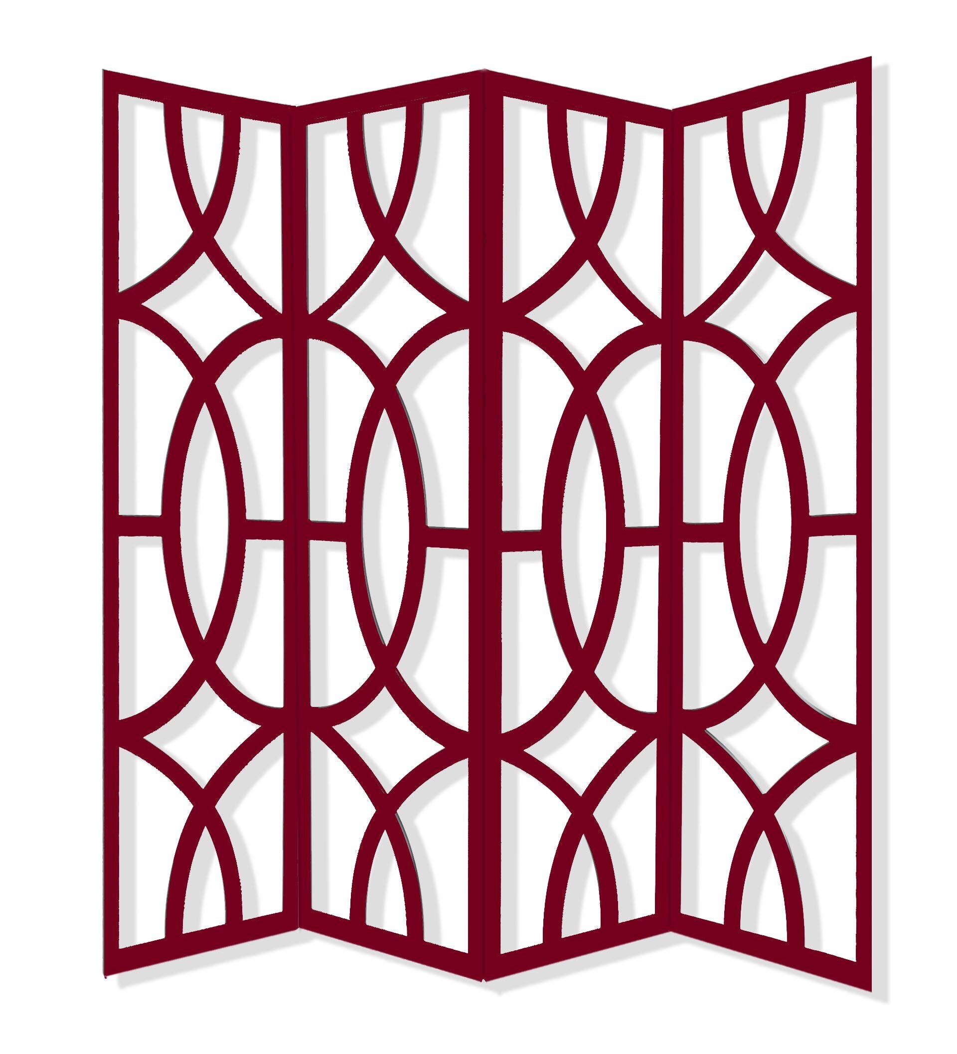 84" x 2" x 84" Red Wood 4 Panel  Screen