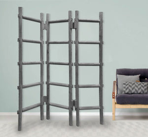 54" x 1.5" x 59" Gray Wood Blanket Rack  Screen