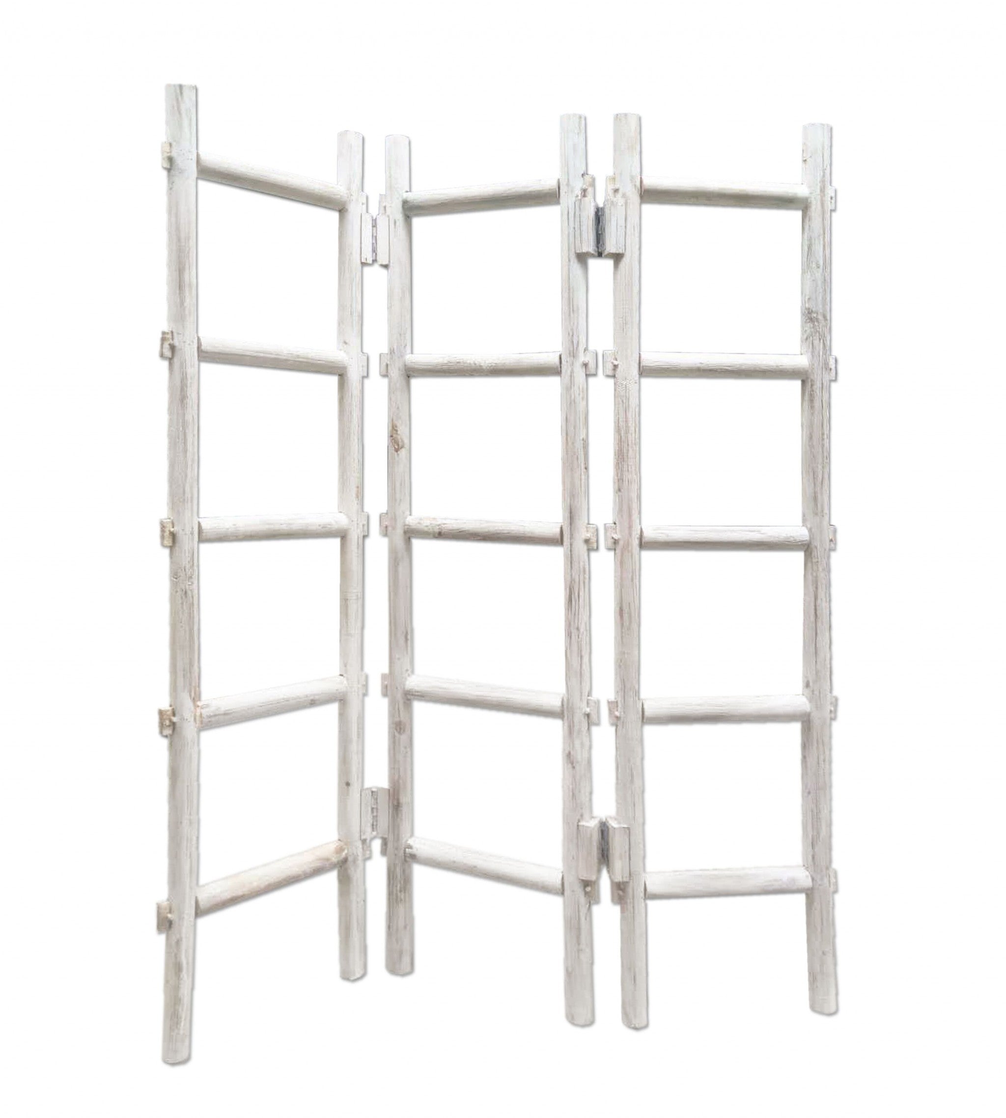 54" x 1.5" x 59" White Wood Blanket Rack  Screen
