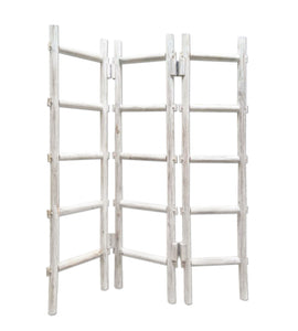 54" x 1.5" x 59" White Wood Blanket Rack  Screen