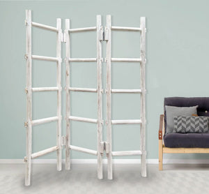 54" x 1.5" x 59" White Wood Blanket Rack  Screen
