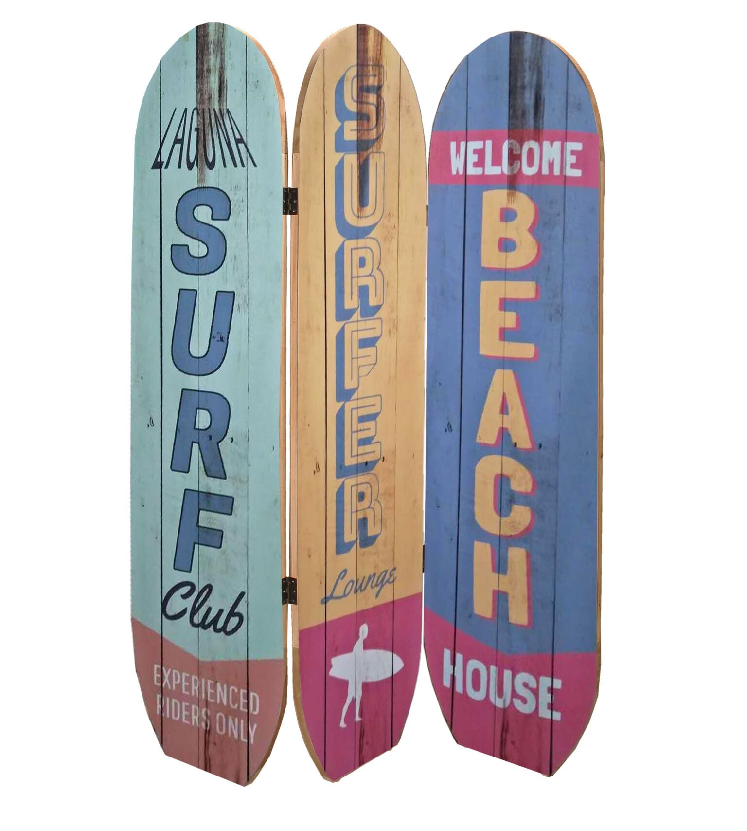 47" x 1" x 71" Multicolor Coastal Wood Surfboard  Screen