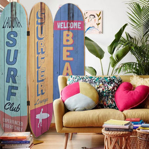 47" x 1" x 71" Multicolor Coastal Wood Surfboard  Screen