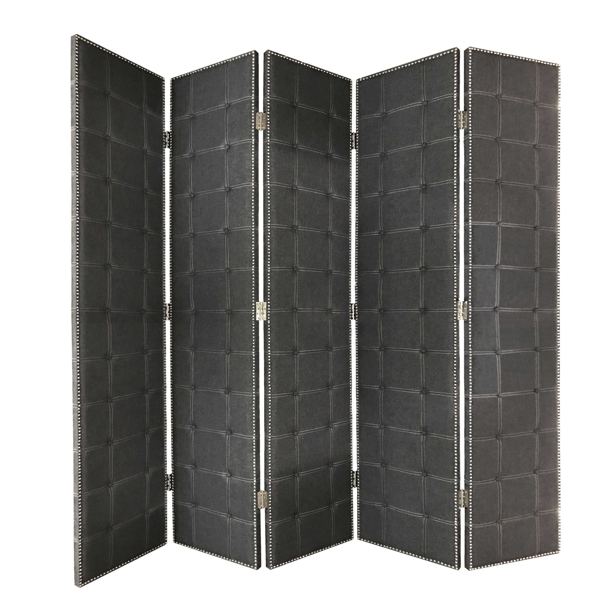 108" x 2.5" x 108" Gray Fabric And Wood Double Sided  Screen