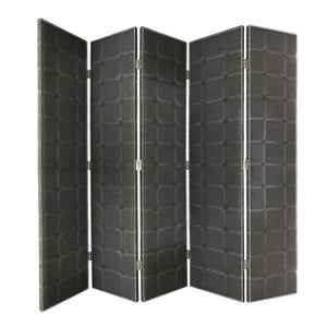 108" x 2.5" x 108" Gray Fabric And Wood Double Sided  Screen