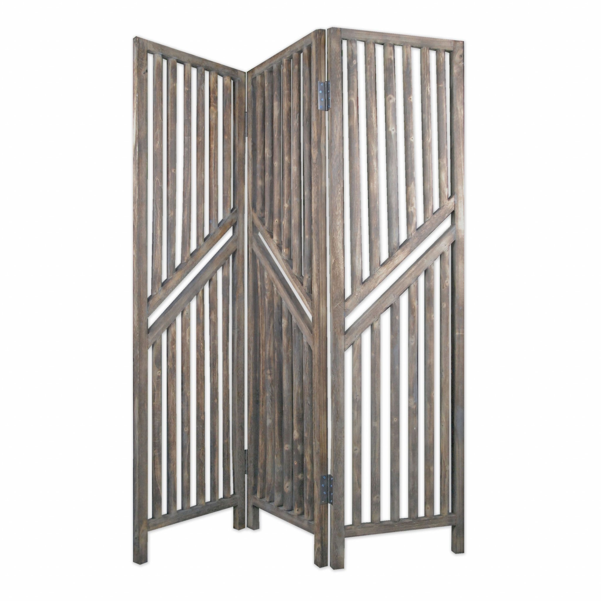 53" x 1.5" x 71" Weathered Brown Wood  Screen