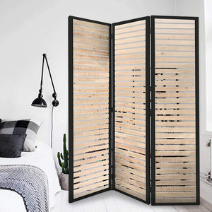 41" x 1.5" x 67" Natural Brown Wood And Metal  Screen