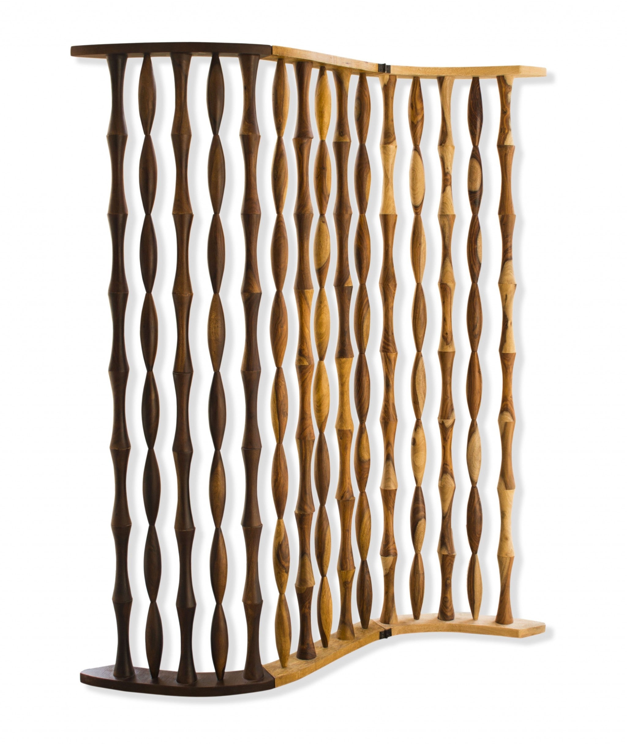 59" x 3" x 74" Natural Brown Wood  Screen