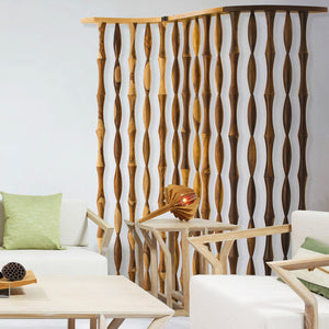59" x 3" x 74" Natural Brown Wood  Screen