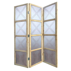 63" x 2" x 84" Silver Wood 3 Panel  Screen