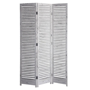 Distressed White Wood Finish 3 Panel Room Divider Screen