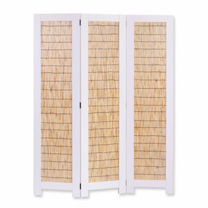 White and Natural 3 Panel Room Divider Screen