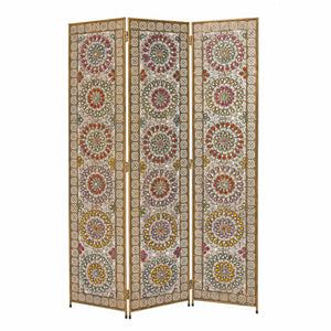 Exotic Bronze Beaded 3 Panel Room Divider Screen