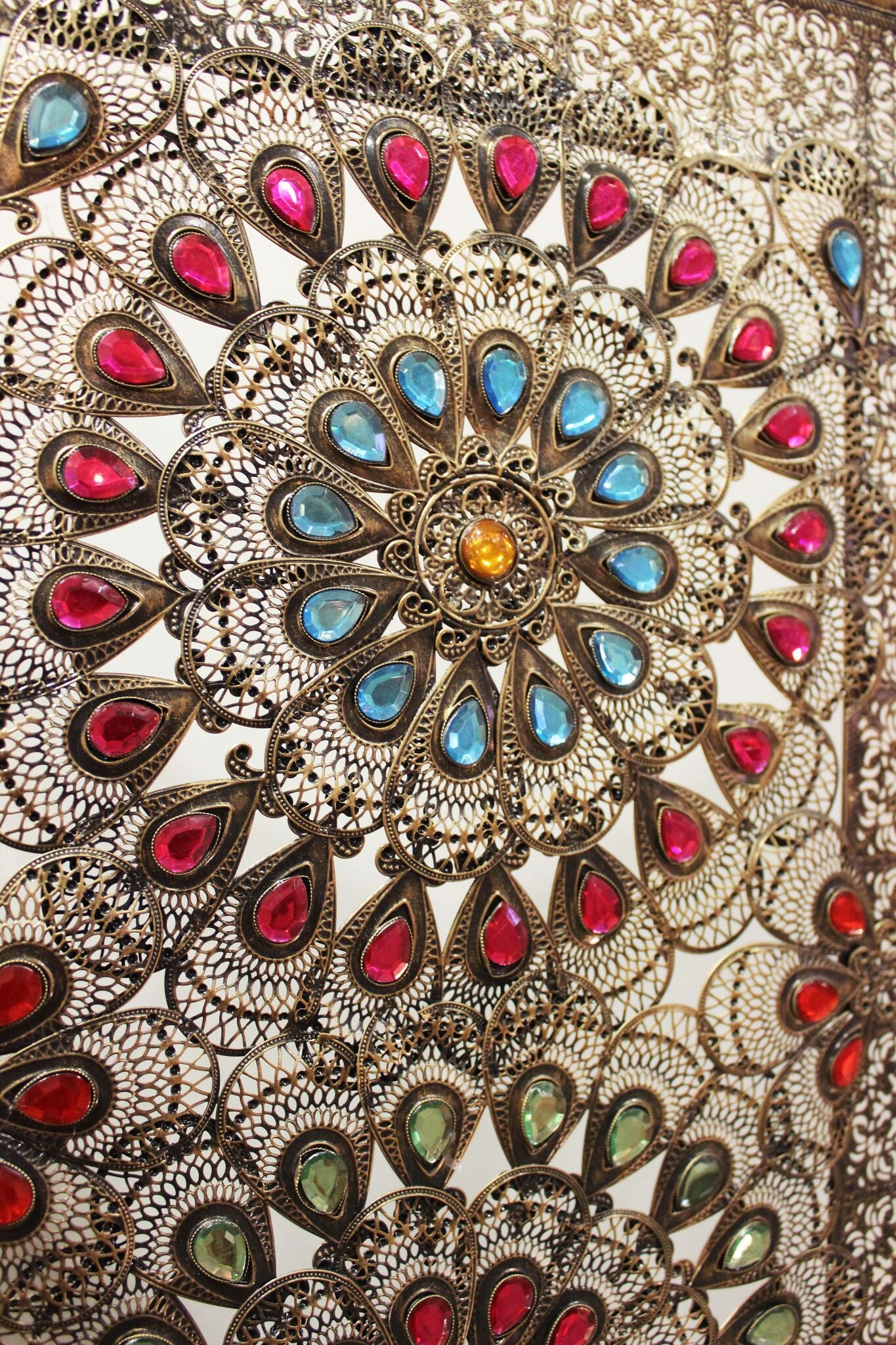 Exotic Bronze Beaded 3 Panel Room Divider Screen