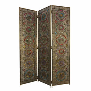 Exotic Bronze Beaded 3 Panel Room Divider Screen