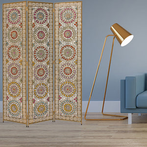 Exotic Bronze Beaded 3 Panel Room Divider Screen