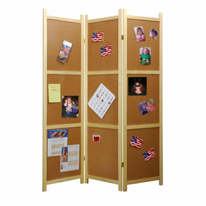 47" x 1.5" x 67" Decorative Brown, Wood, Corkboard - Screen