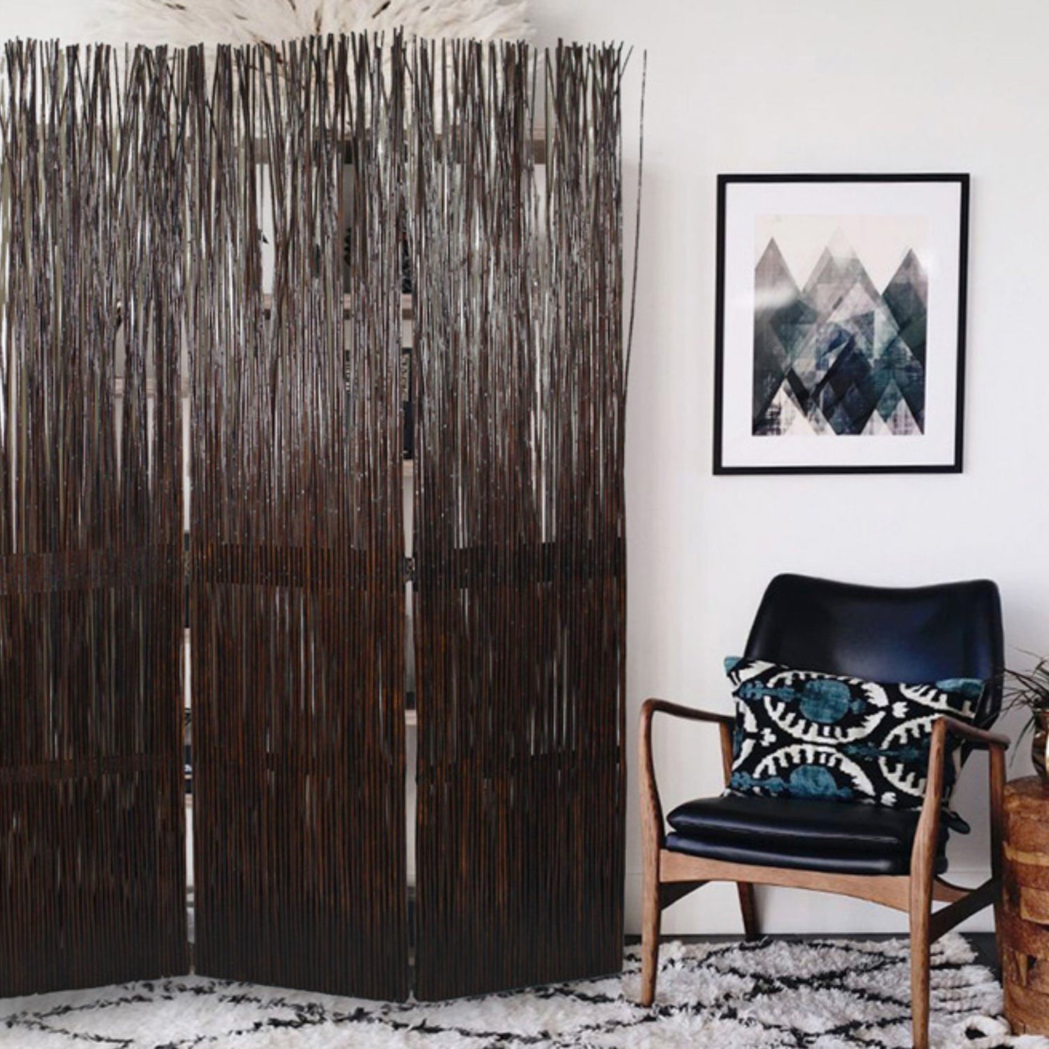 47" x 1.5" x 67" Brown Willow Branch  Screen