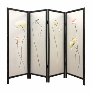 78" x 1" x 63" Multicolor Fabric And Wood Flourshing  Screen