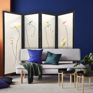 78" x 1" x 63" Multicolor Fabric And Wood Flourshing  Screen