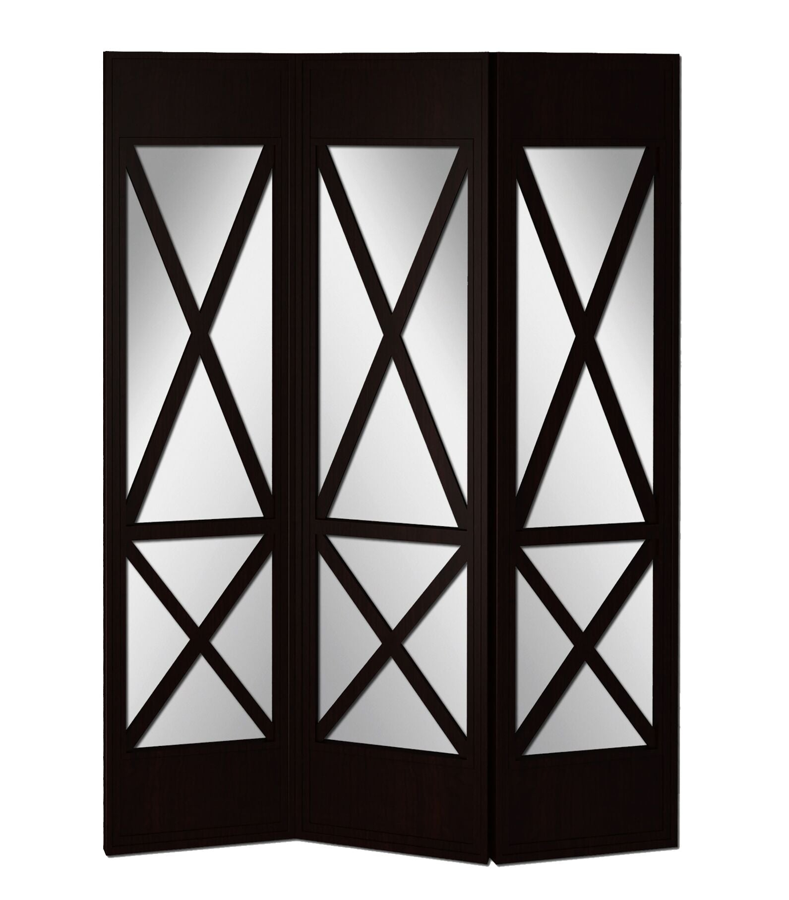 63" x 2" x 84" Black, Wood, Transverse, 3 Panel - Screen