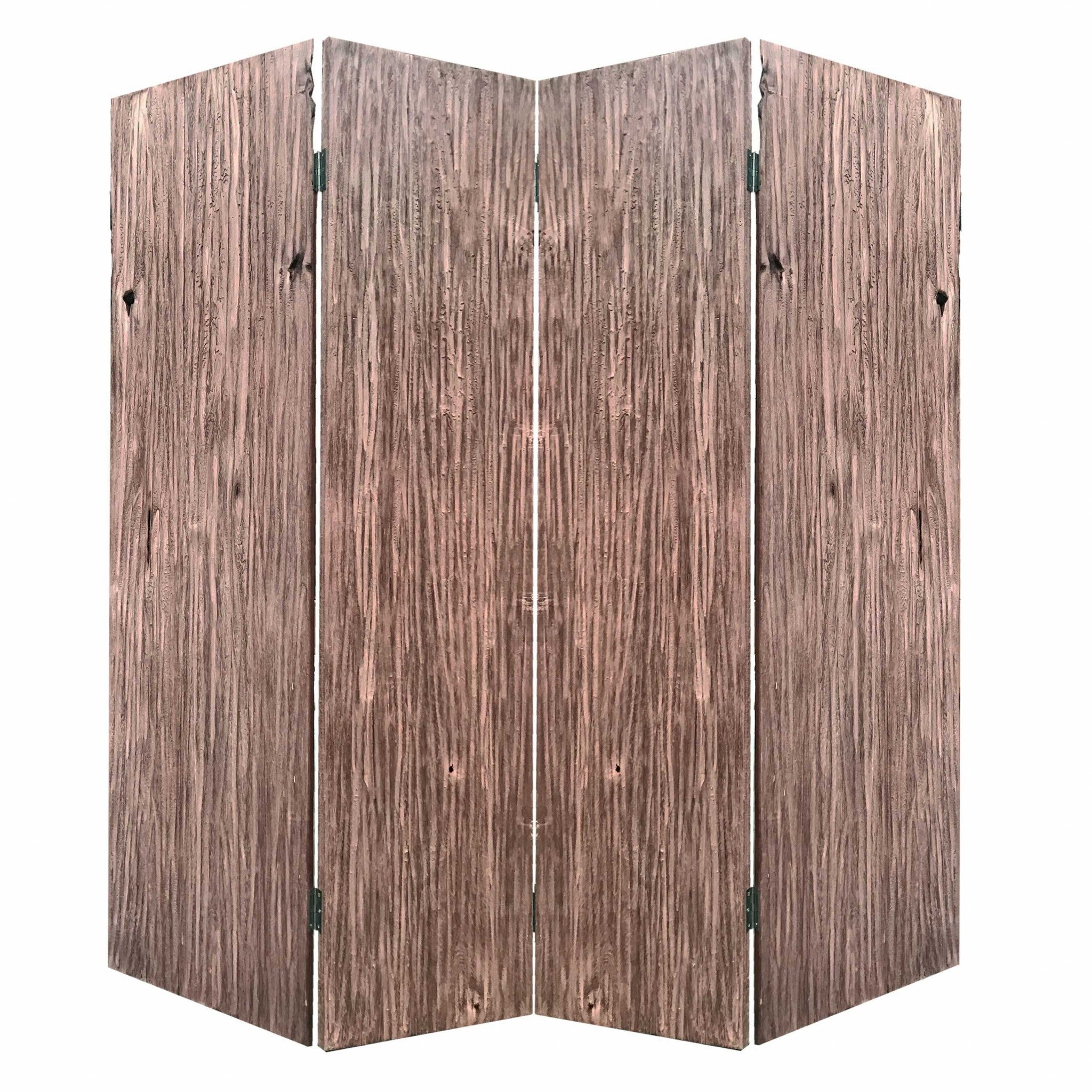 84" x 2" x 84" Brown, 4 Panel, Wood, Woodland - Screen