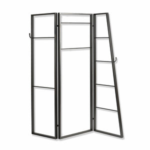 Contemporary Metal Coatrack 3 Panel Room Divider Screen