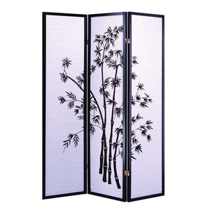 51" x 1" x 70" Black Bamboo Shoji  3 Panel Screen
