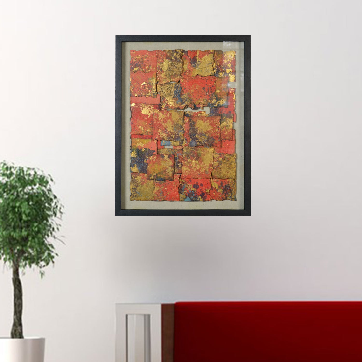 14" x 2" x 32" Multicolor, Wood And Glass - Shadow Box