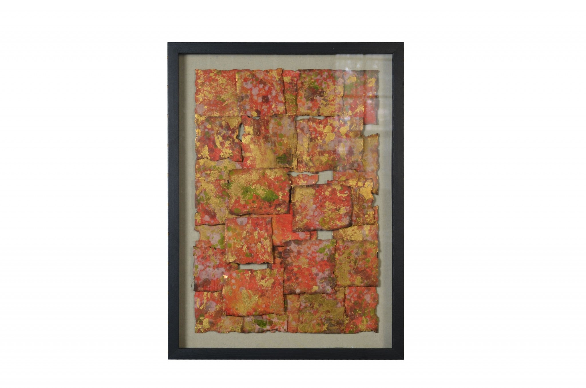 14" x 2" x 32" Multicolor, Glass And Paper - Shadow Box