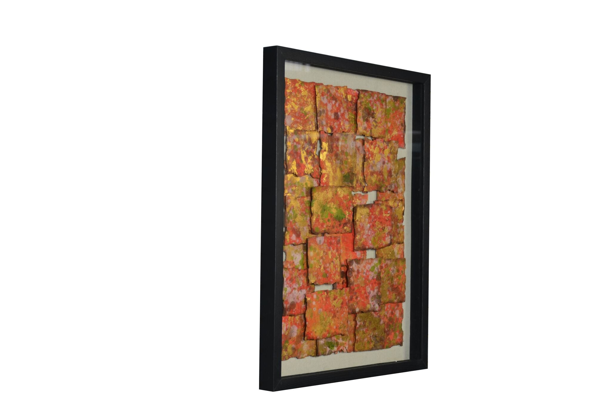 14" x 2" x 32" Multicolor, Glass And Paper - Shadow Box