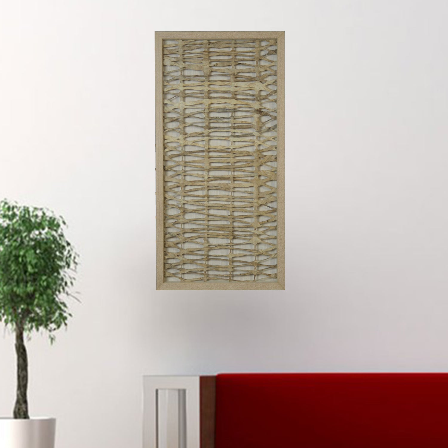 10" x 2" x 32" Natural Brown, Paper And Glass - Shadow Box