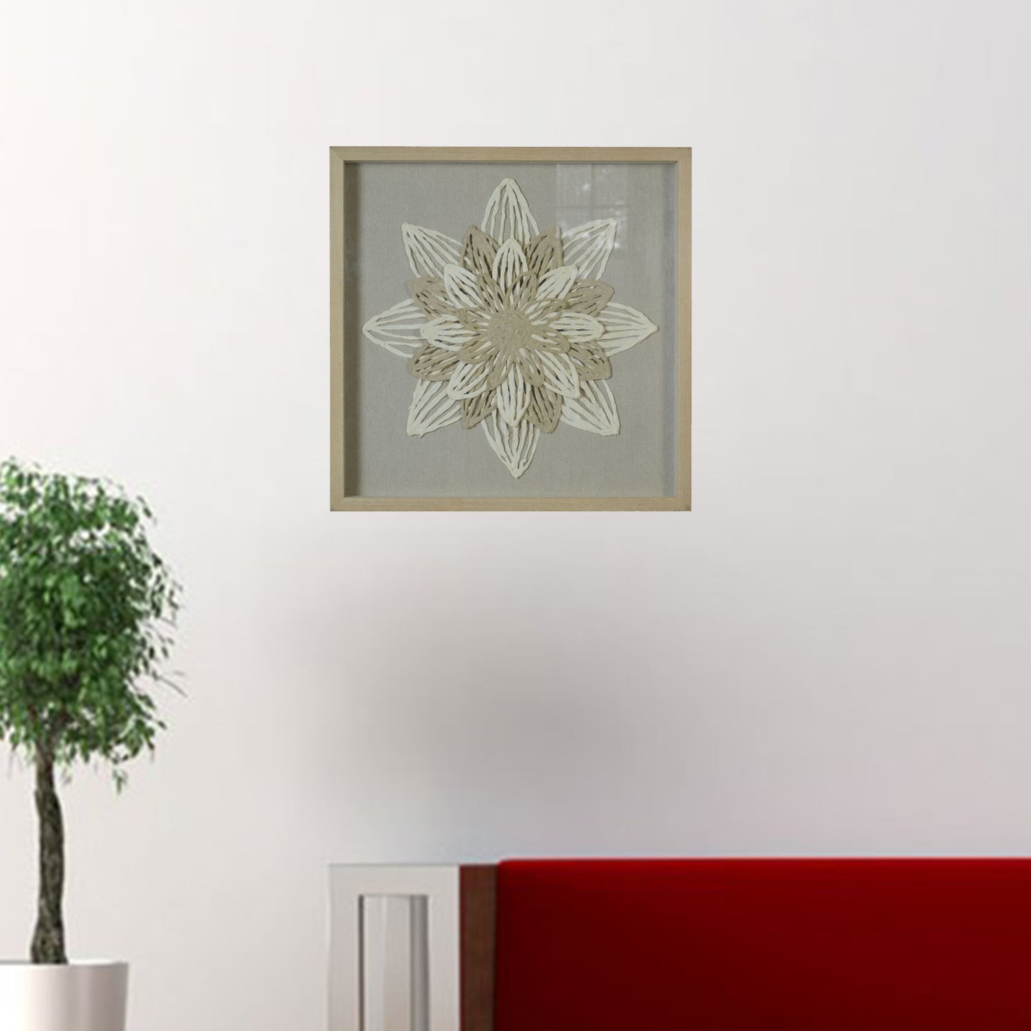 15" x 2" x 28" Natural Brown, Paper And Glass - Shadow Box